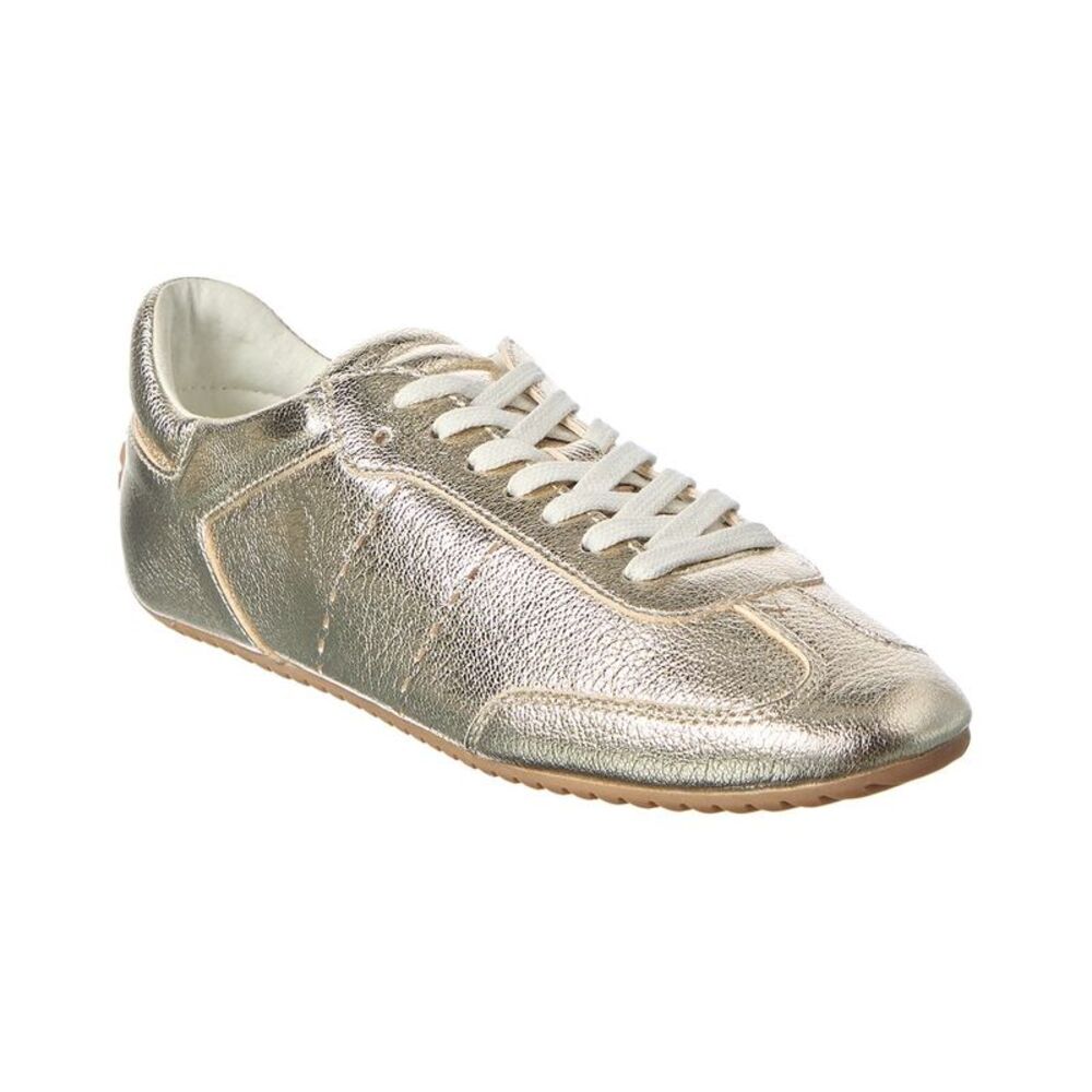 Odissi Laminated Metallic Leather Sneaker, Gold